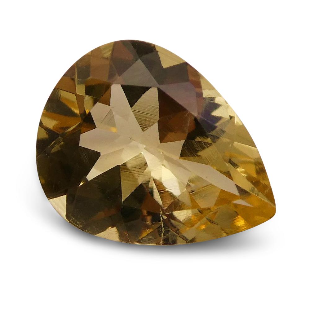 1.75 ct Brazilian Golden Yellow Heliodor Pear Beryl Gemstone from SkyJems, Rare Collector's Gem