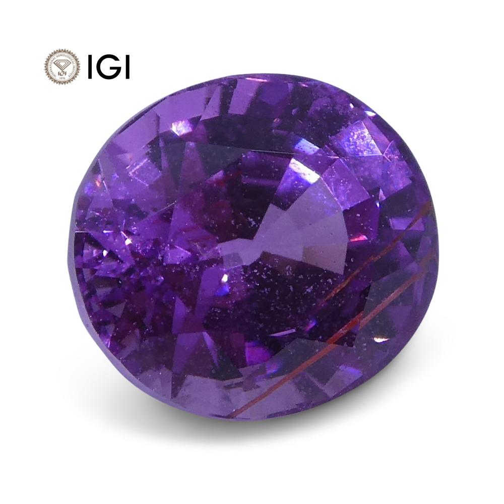 1.23ct Vivid Pinkish Purple Sapphire Oval IGI Certified - Skyjems Wholesale Gemstones