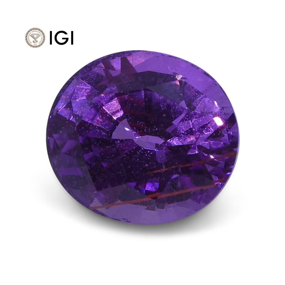 1.23ct Vivid Pinkish Purple Sapphire Oval IGI Certified - Skyjems Wholesale Gemstones