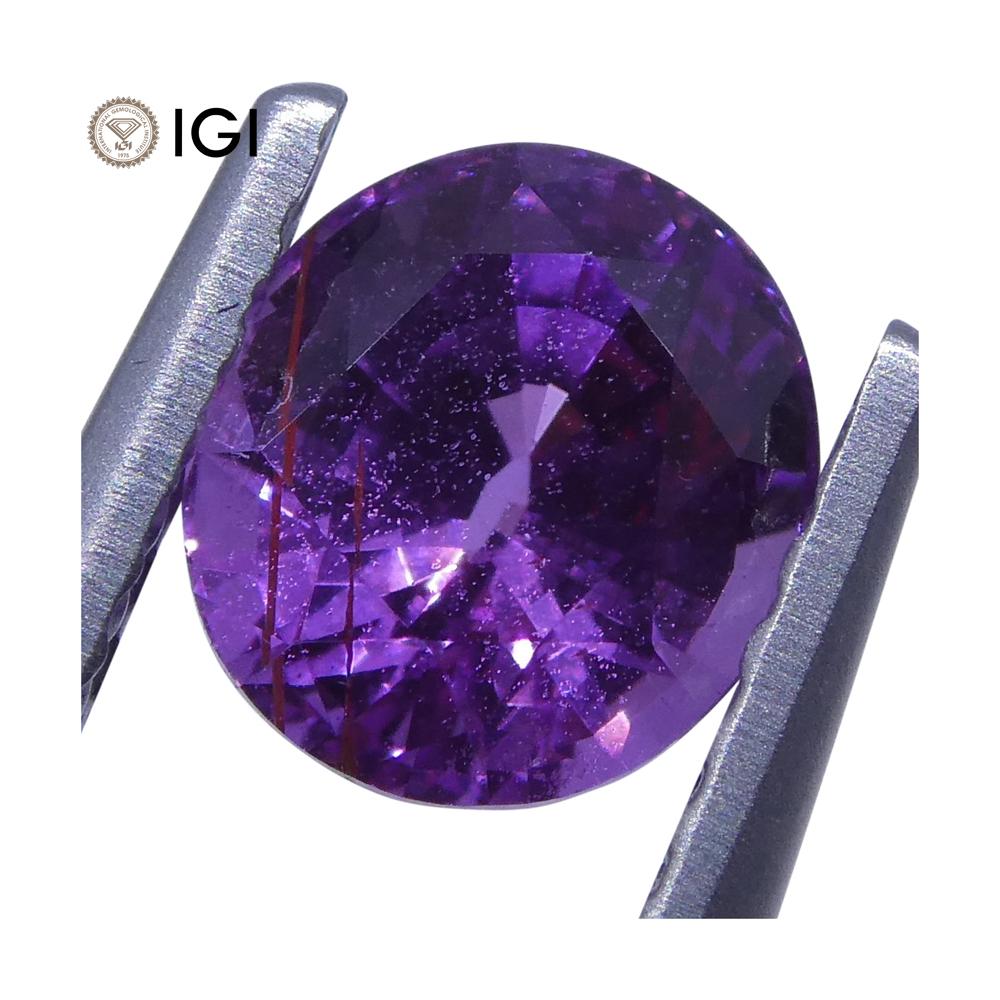 1.23ct Vivid Pinkish Purple Sapphire Oval IGI Certified - Skyjems Wholesale Gemstones