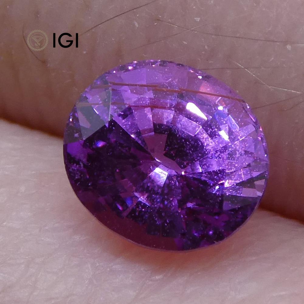 1.23ct Vivid Pinkish Purple Sapphire Oval IGI Certified - Skyjems Wholesale Gemstones