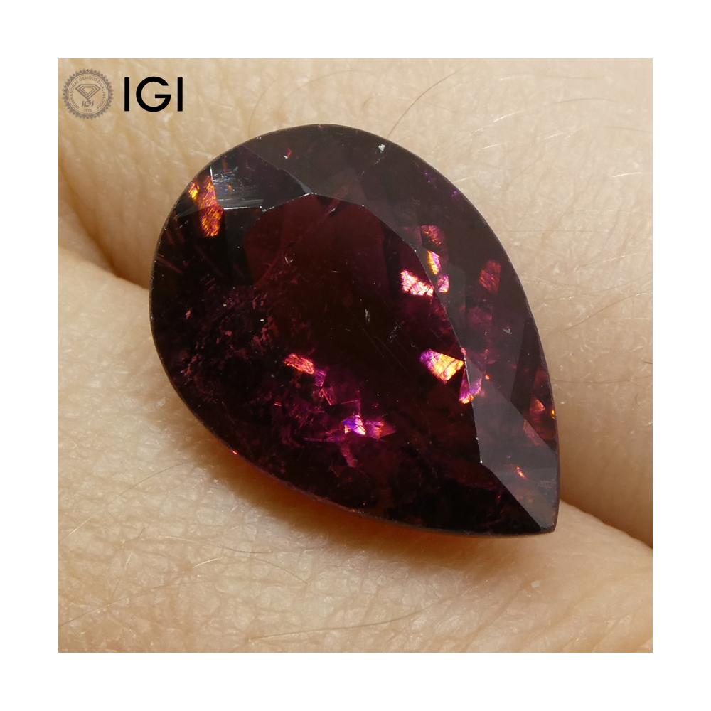 7.68 ct Purple Tourmaline Pear IGI Certified - Skyjems Wholesale Gemstones