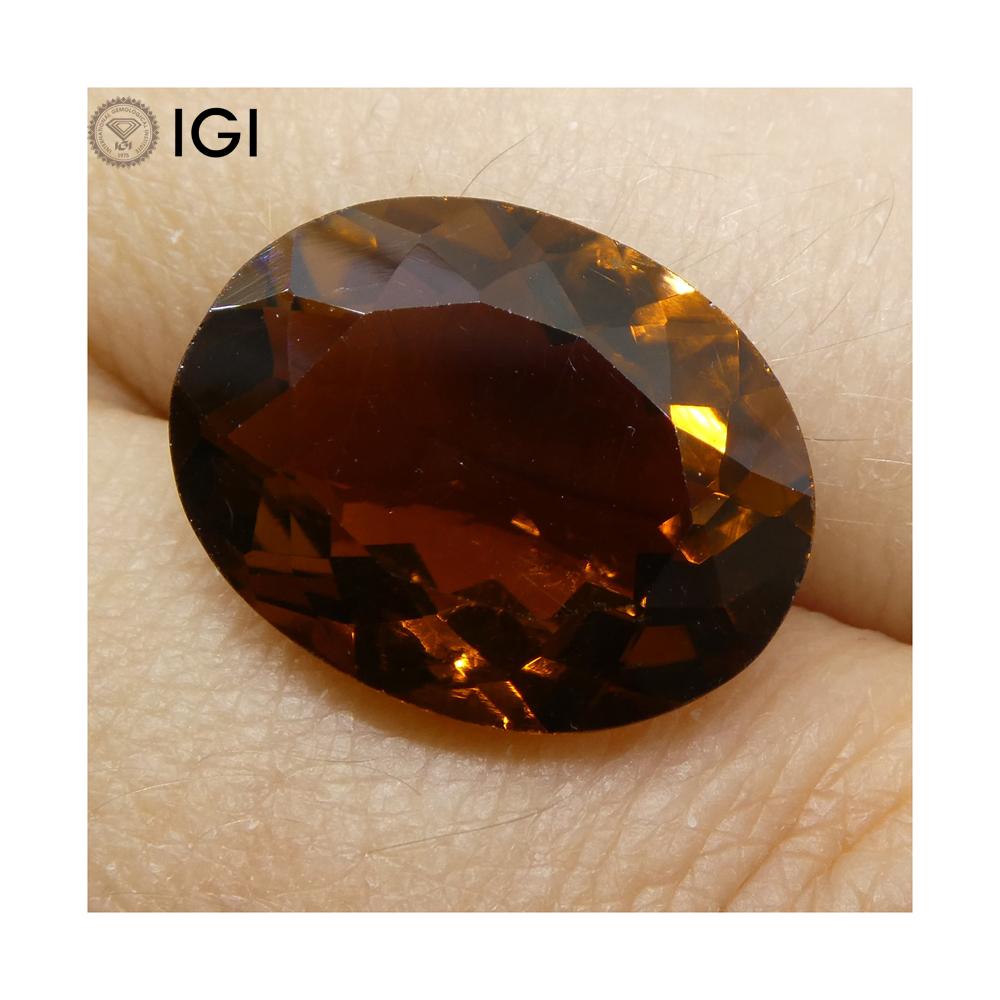 9.62 ct Brazilian Orangy Brown Tourmaline Oval, IGI Certified Gemstone from SkyJems' Premium Collection