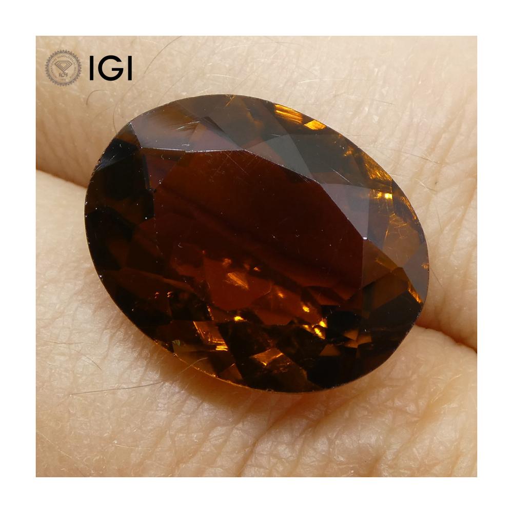 9.62 ct Brazilian Orangy Brown Tourmaline Oval - IGI Certified Gemstone by SkyJems Canada