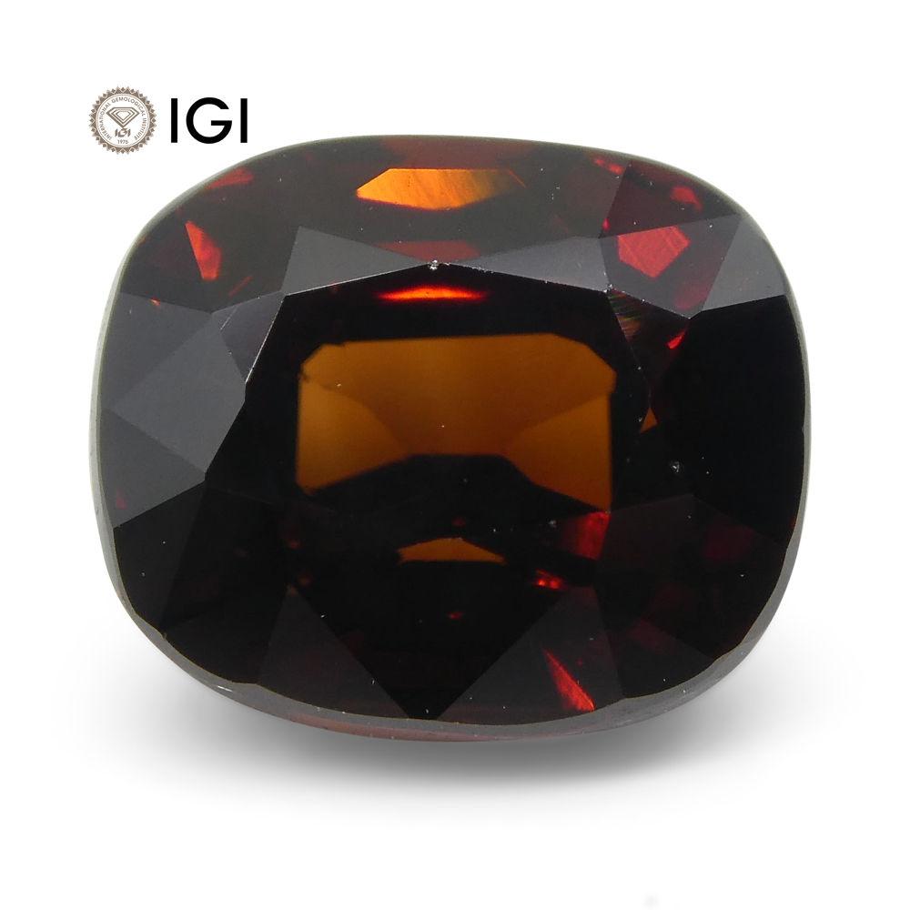 Rare 3.52 ct Cushion Red Natural Zircon gemstone, IGI certified, from SkyJems Canadian gem specialists