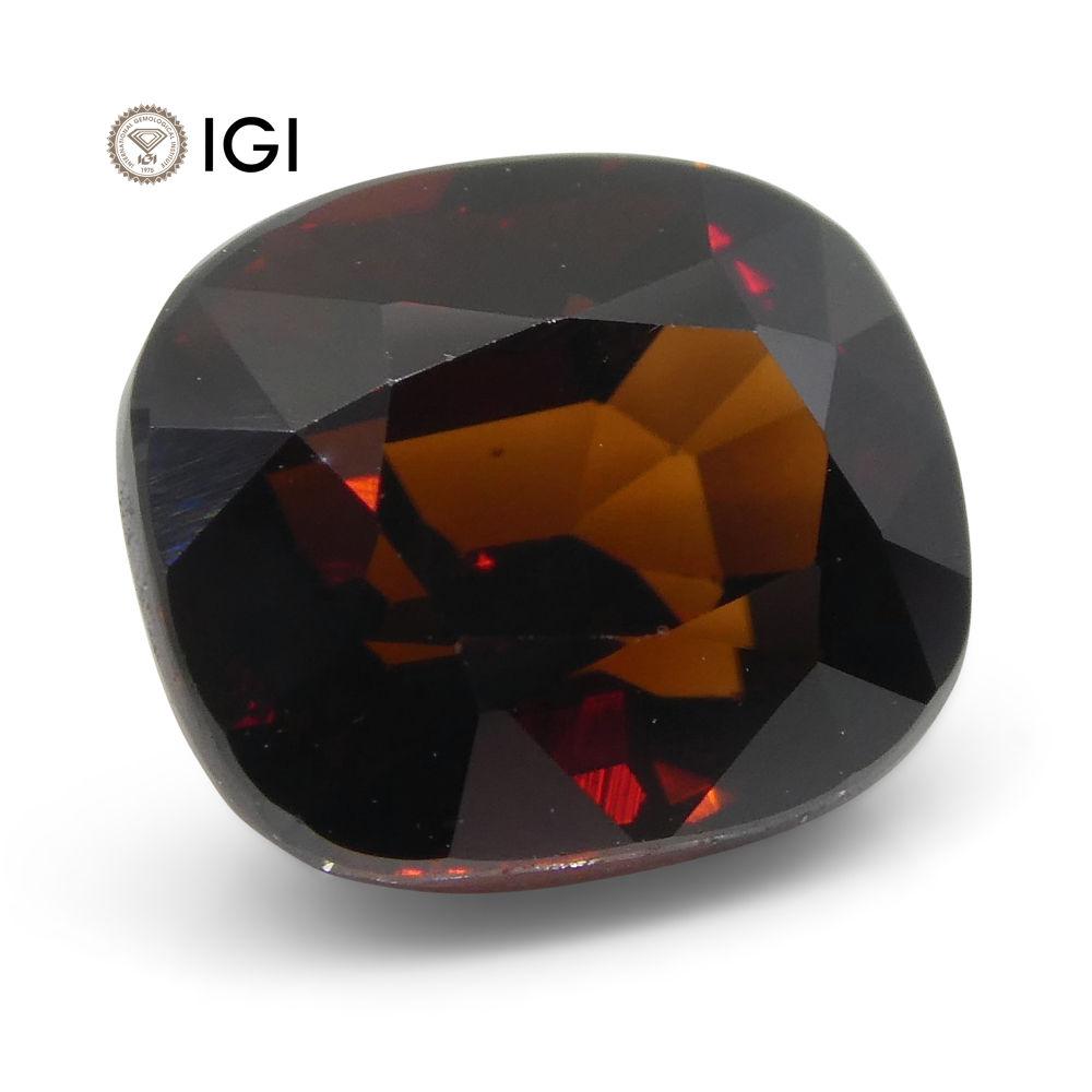 3.52 ct Cushion Red Natural Zircon gemstone, IGI certified Canadian gem from SkyJems premium collection