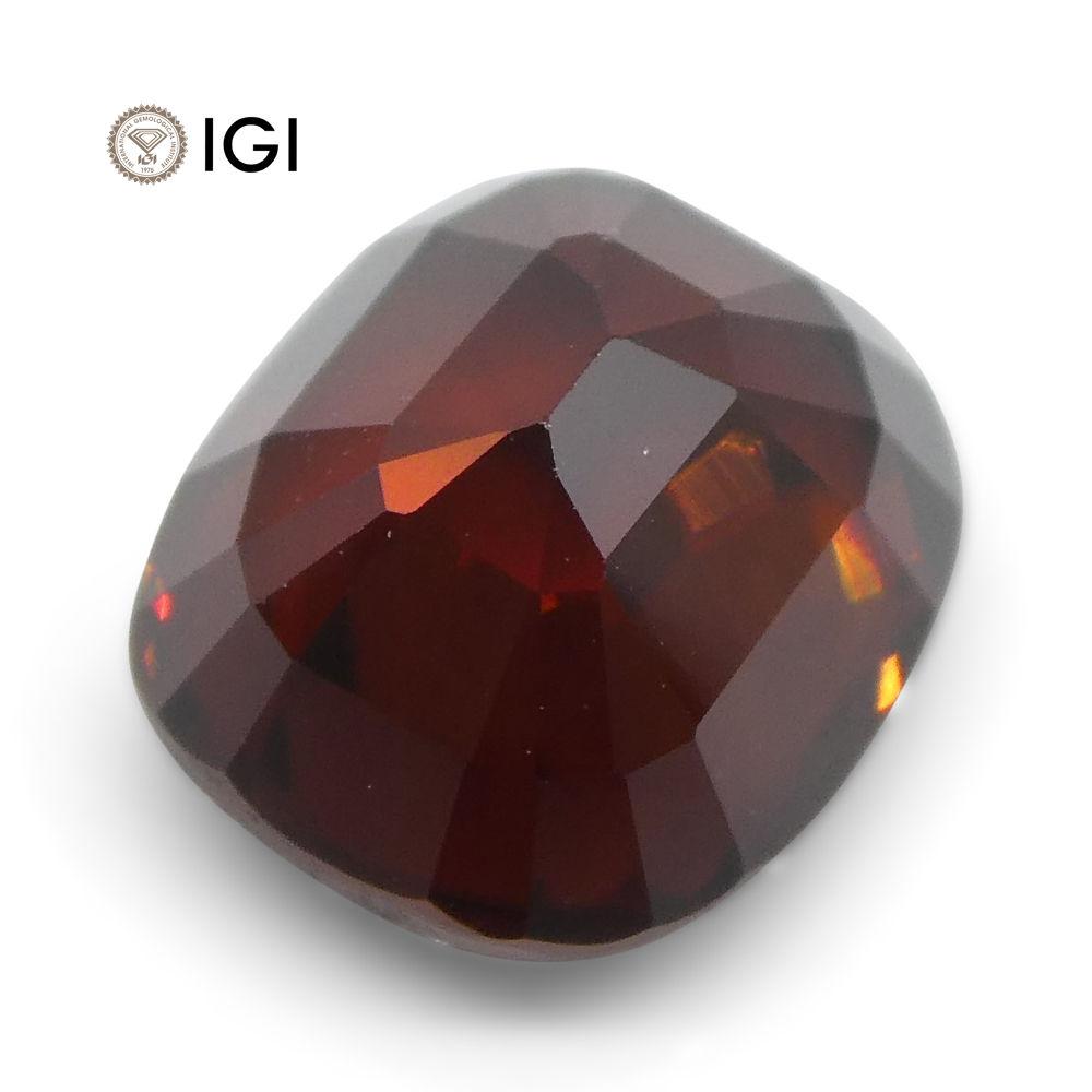 3.52 ct Cushion Red Natural Zircon gemstone, IGI certified, premium Canadian gem from SkyJems rare stone collection