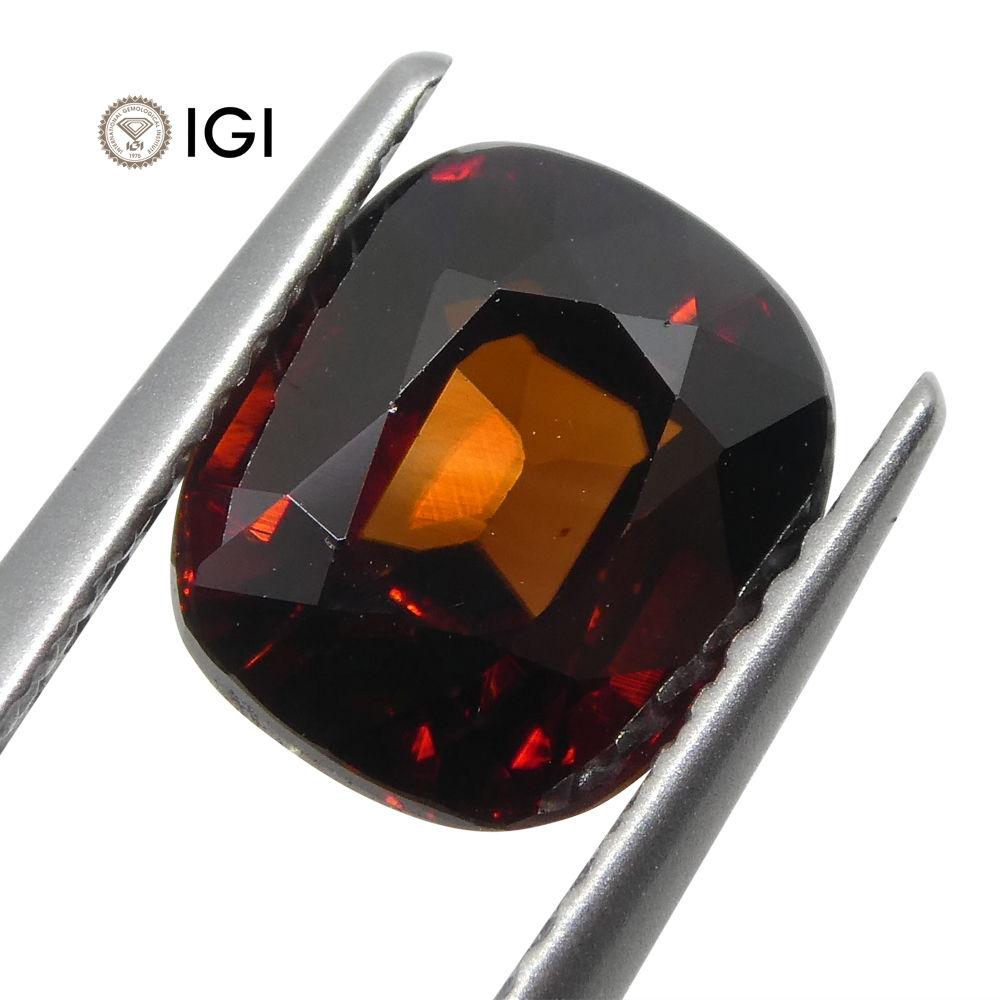 SkyJems 3.52 ct Cushion Red Natural Zircon gemstone, IGI certified Canadian fine jewelry stone