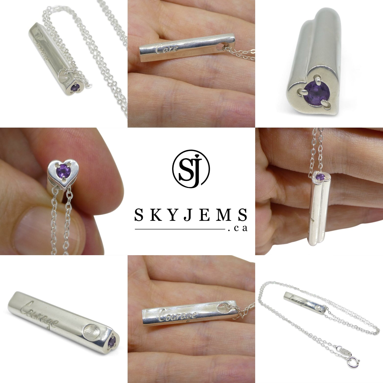 Amethyst & Sterling Silver Care & Courage Pendant and Chain - Skyjems Wholesale Gemstones