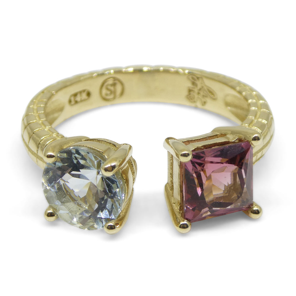 Jessgo X Skyjems, An Ode to Toronto, the TO et Moi Ring. Aquamarine and Tourmaline in 14kt Yellow Gold - Skyjems Wholesale Gemstones