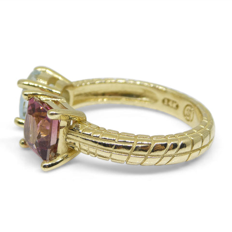 Jessgo X Skyjems, An Ode to Toronto, the TO et Moi Ring. Aquamarine and Tourmaline in 14k Yellow Gold
