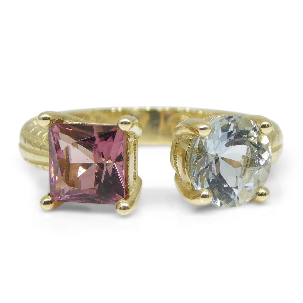 Jessgo X Skyjems, An Ode to Toronto, the TO et Moi Ring. Aquamarine and Tourmaline in 14kt Yellow Gold - Skyjems Wholesale Gemstones