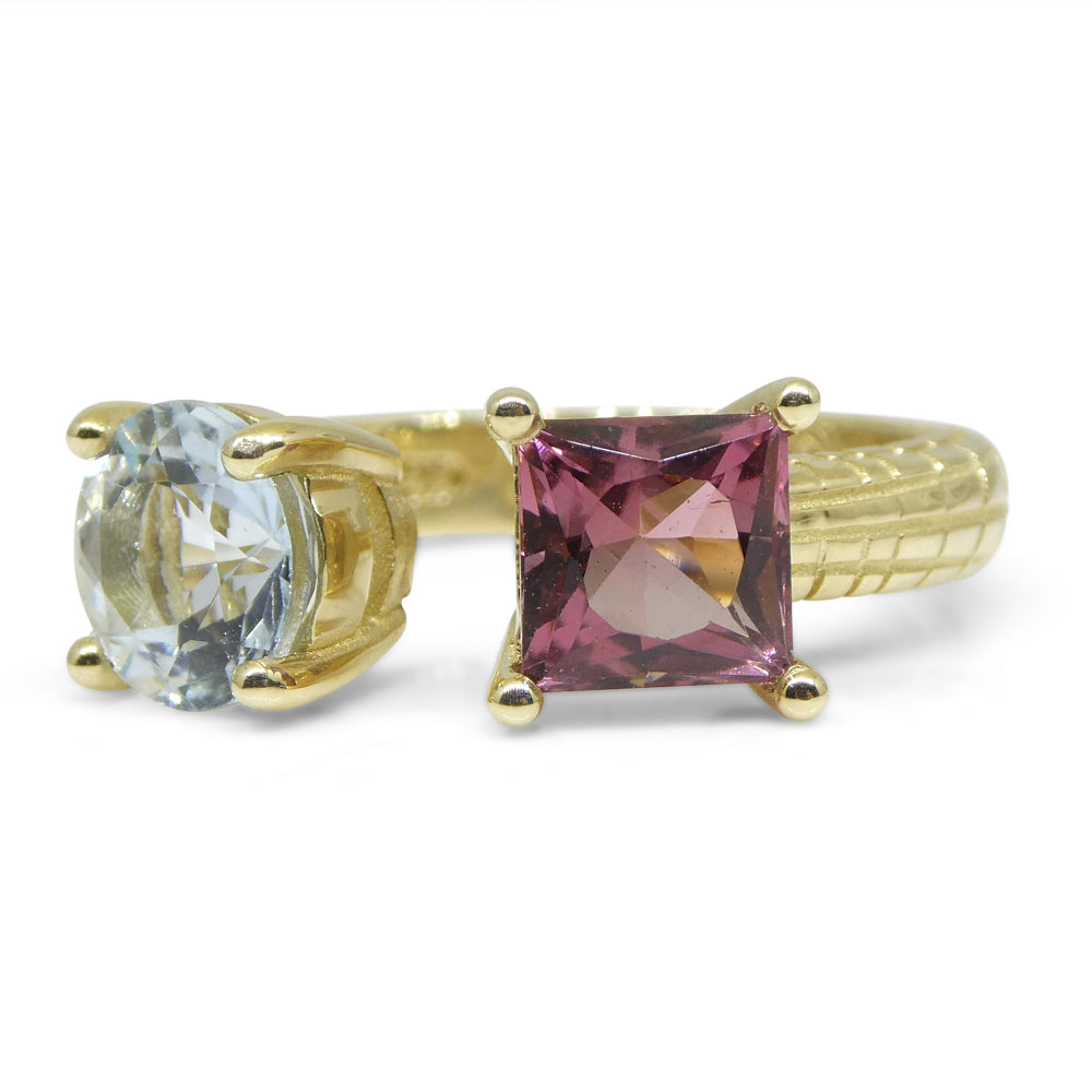 Jessgo X Skyjems, An Ode to Toronto, the TO et Moi Ring. Aquamarine and Tourmaline in 14kt Yellow Gold - Skyjems Wholesale Gemstones