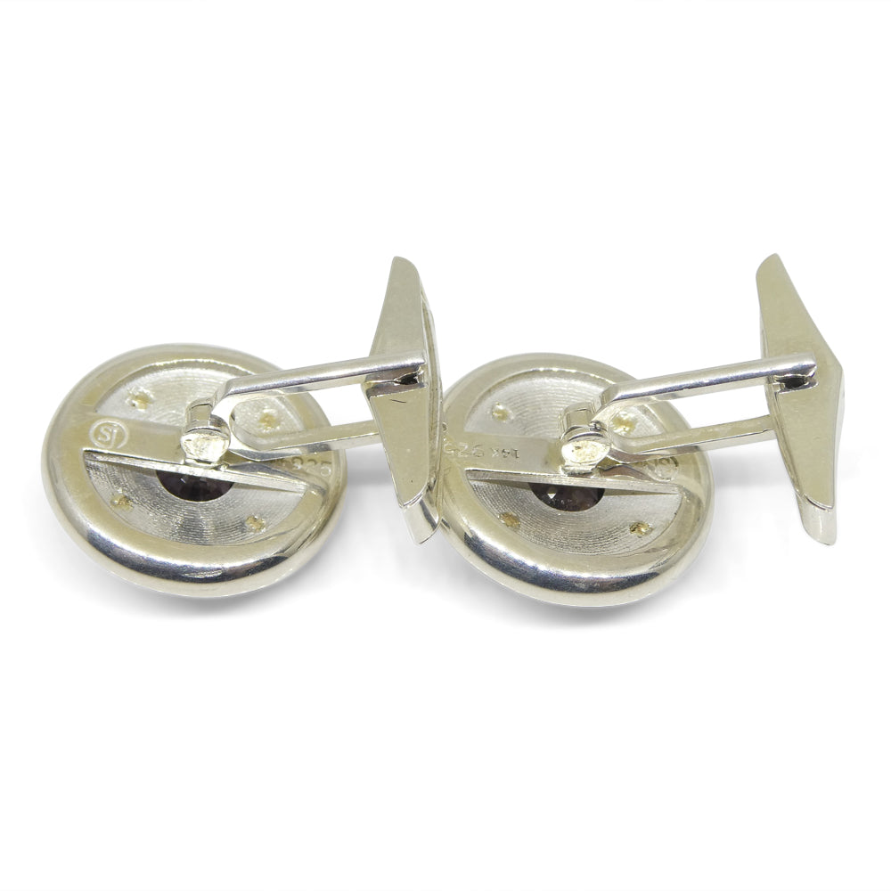 3.42ct Purple Spinel & Diamond Cufflinks set in 925 Sterling Silver and 14kt Yellow Gold - Skyjems Wholesale Gemstones