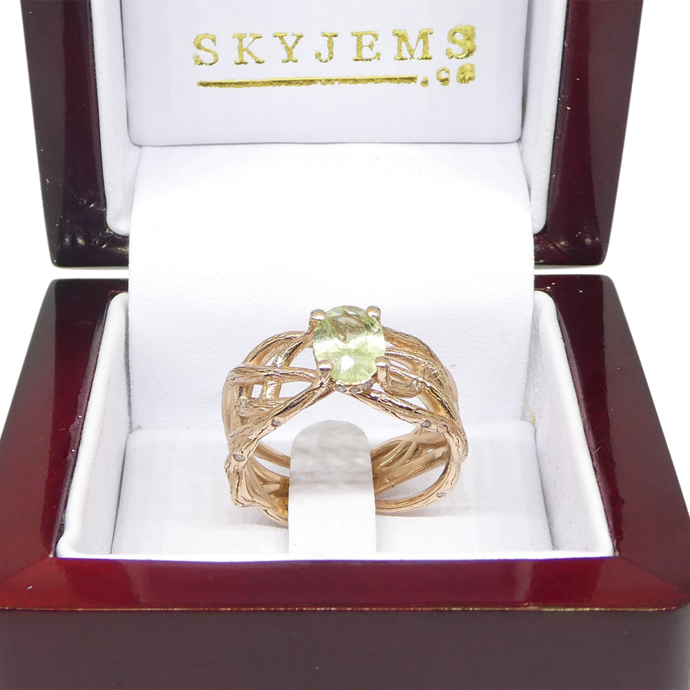 1.34ct Mint Garnet, Diamond Vine Ring set in 14k Rose Gold - Skyjems Wholesale Gemstones