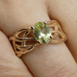 1.34ct Mint Garnet, Diamond Vine Ring set in 14kt Rose Gold - Skyjems Wholesale Gemstones