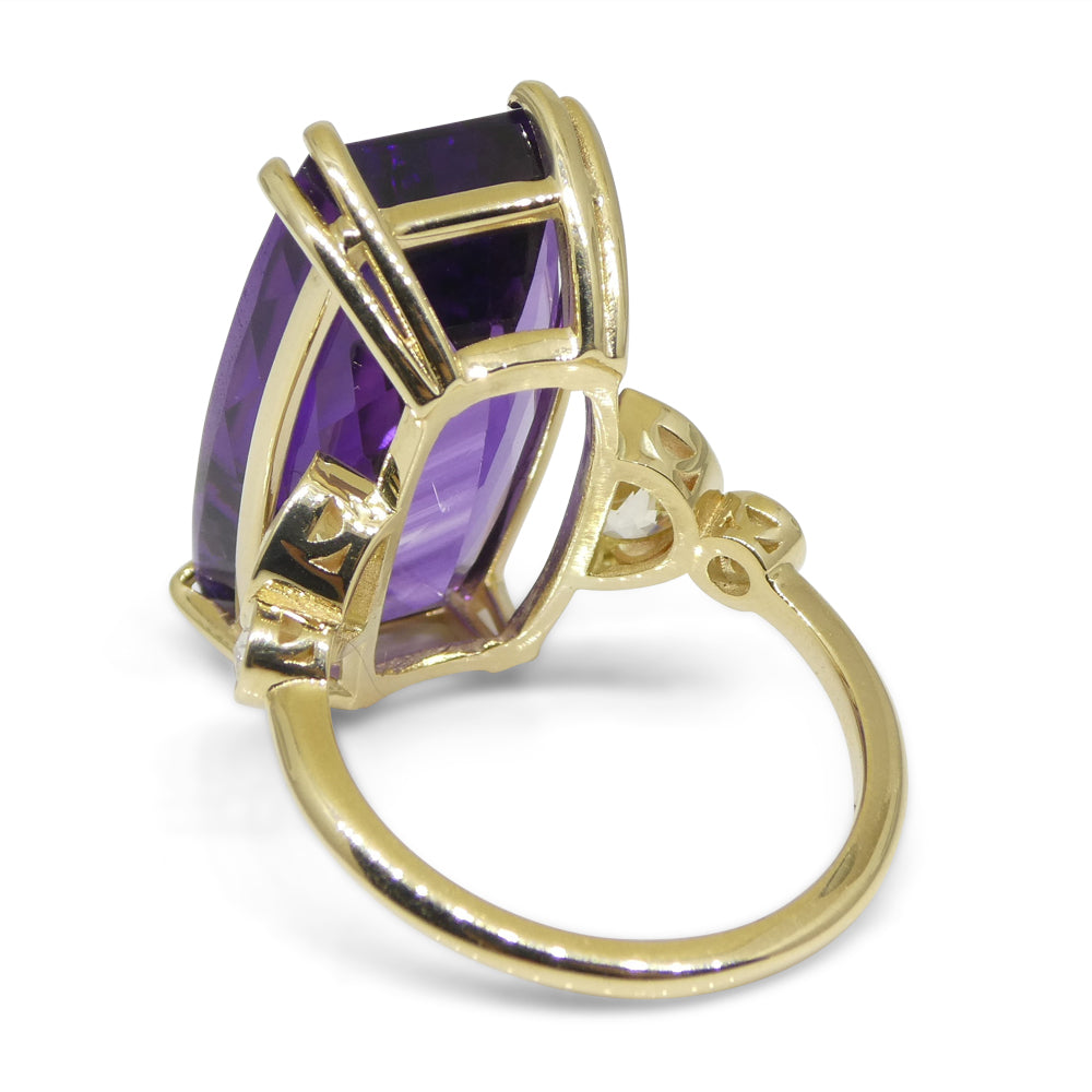 20.5ct Amethyst, Yellow Sapphire and Diamond Cocktail Ring set in 14kt Yellow Gold - Skyjems Wholesale Gemstones