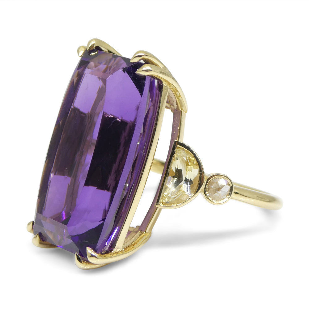 20.5ct Amethyst, Yellow Sapphire and Diamond Cocktail Ring set in 14kt Yellow Gold - Skyjems Wholesale Gemstones