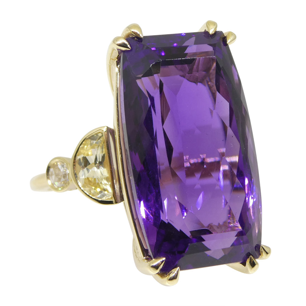 20.5ct Amethyst, Yellow Sapphire and Diamond Cocktail Ring set in 14kt Yellow Gold - Skyjems Wholesale Gemstones