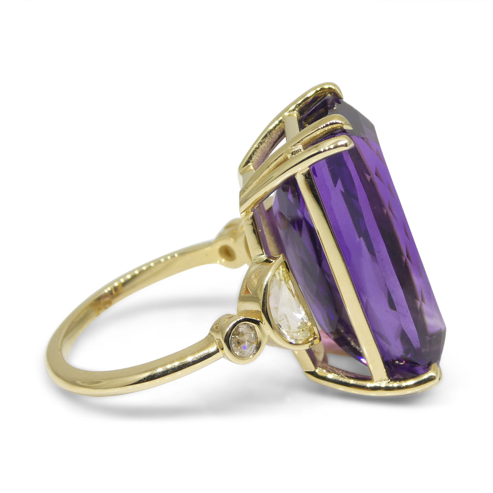 20.5ct Amethyst, Yellow Sapphire and Diamond Cocktail Ring set in 14kt Yellow Gold - Skyjems Wholesale Gemstones