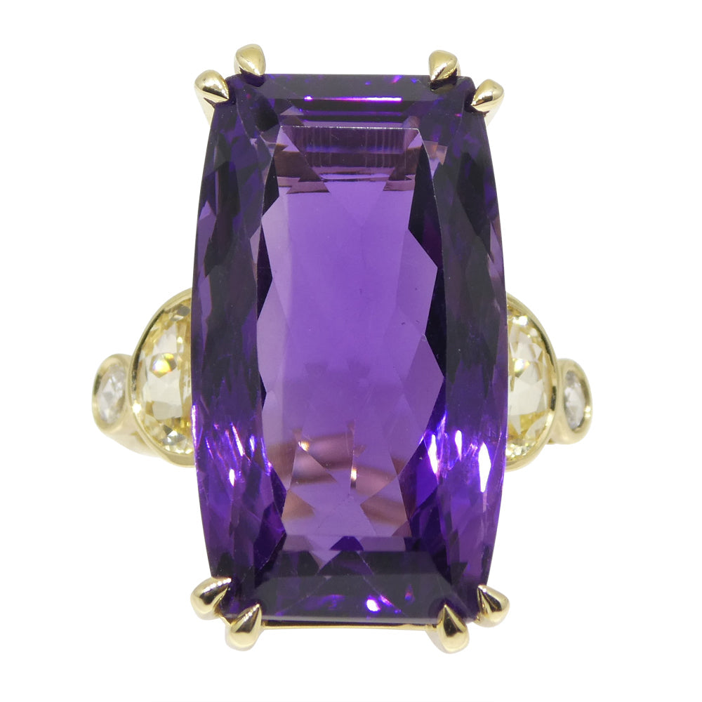 20.5ct Amethyst, Yellow Sapphire and Diamond Cocktail Ring set in 14kt Yellow Gold - Skyjems Wholesale Gemstones