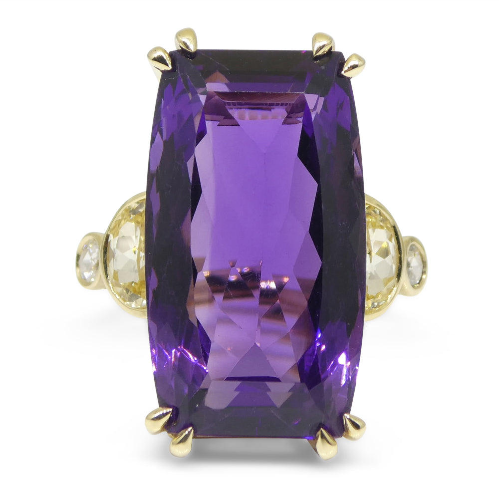 20.5ct Amethyst, Yellow Sapphire and Diamond Cocktail Ring set in 14kt Yellow Gold - Skyjems Wholesale Gemstones