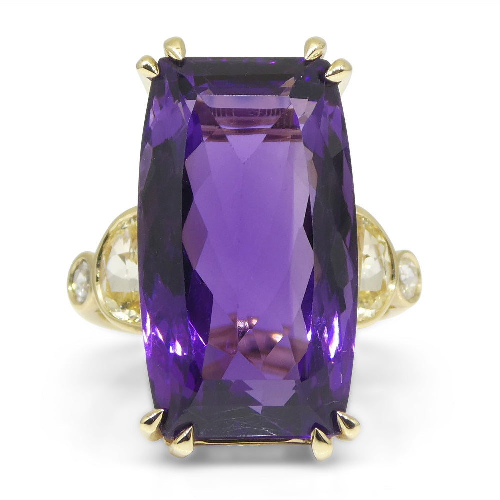 20.5ct Amethyst, Yellow Sapphire and Diamond Cocktail Ring set in 14kt Yellow Gold - Skyjems Wholesale Gemstones