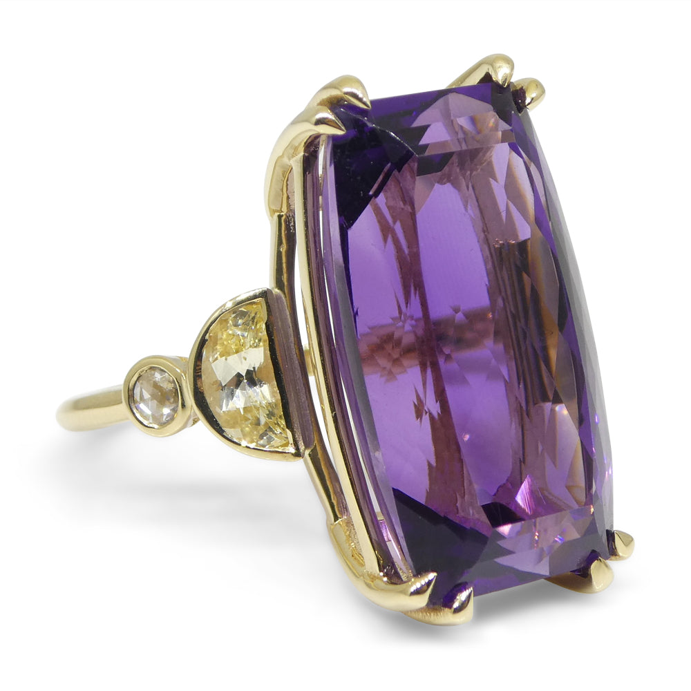 20.5ct Amethyst, Yellow Sapphire and Diamond Cocktail Ring set in 14kt Yellow Gold - Skyjems Wholesale Gemstones