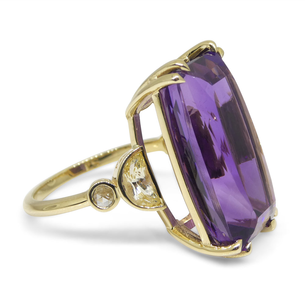 20.5ct Amethyst, Yellow Sapphire and Diamond Cocktail Ring set in 14kt Yellow Gold - Skyjems Wholesale Gemstones