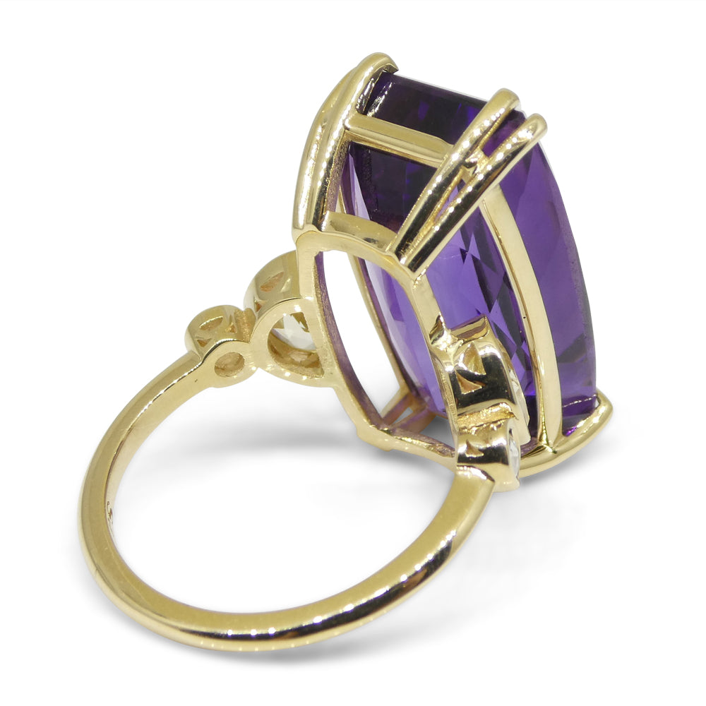 20.5ct Amethyst, Yellow Sapphire and Diamond Cocktail Ring set in 14kt Yellow Gold - Skyjems Wholesale Gemstones