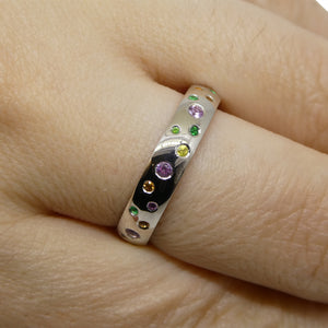 0.46ct Sapphire & Emerald Starry Sky Band Ring set in 14k White Gold - Skyjems Wholesale Gemstones
