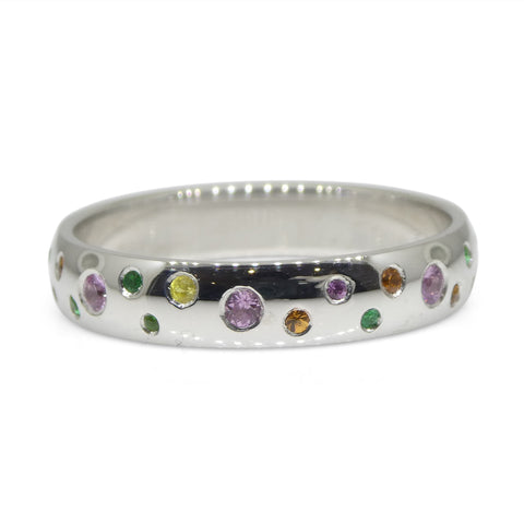 0.46ct Sapphire & Emerald Starry Night Wedding Ring set in 14k White Gold