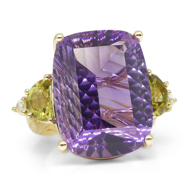 Amethyst, Tourmaline and Diamond Vine Ring set in 14kt Yellow Gold - Skyjems Wholesale Gemstones