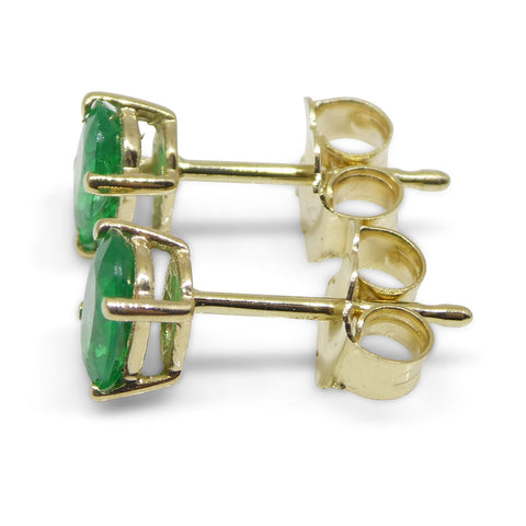 Emerald Cut Diamond Stud Earrings 0.6 CT- 14k Yellow Solid Gold
