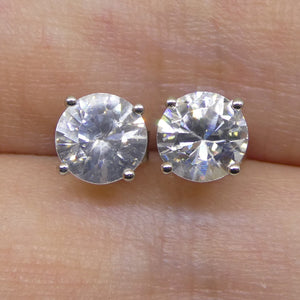 1.9ct Round White/Clear Zircon Stud Earrings set in 14kt White Gold - Skyjems Wholesale Gemstones
