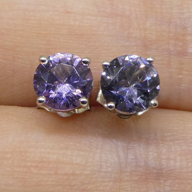 1.28ct Round Blue/Violet Spinel Stud Earrings set in 14kt White Gold - Skyjems Wholesale Gemstones