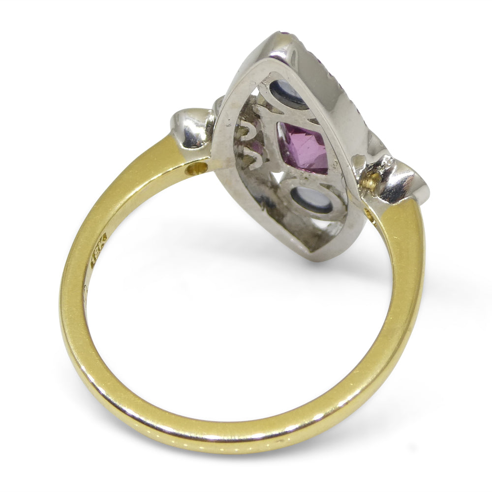 1.16ct Pink Sapphire Blue Sapphire & Diamond Cocktail Ring set in 18k Yellow and White Gold - Skyjems Wholesale Gemstones