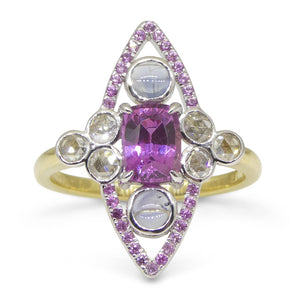 1.16ct Pink Sapphire Blue Sapphire & Diamond Cocktail Ring set in 18k Yellow and White Gold - Skyjems Wholesale Gemstones