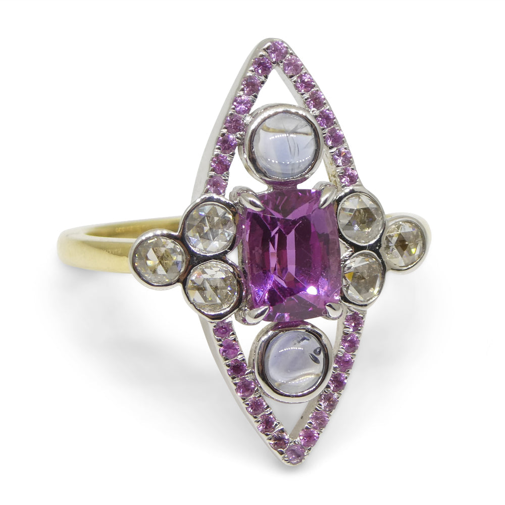 1.16ct Pink Sapphire Blue Sapphire & Diamond Cocktail Ring set in 18k Yellow and White Gold - Skyjems Wholesale Gemstones