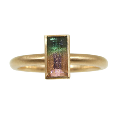 1.00ct Bi Color Tourmaline Stacker Ring set in 14k Rose Gold - Skyjems Wholesale Gemstones