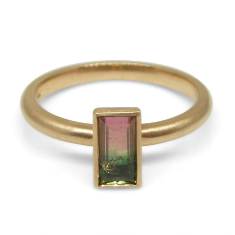 1.00ct Bi Color Tourmaline Statement or Engagement Ring set in 14k Rose Gold