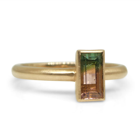 1.00ct Bi Color Tourmaline Statement or Engagement Ring set in 14k Rose Gold
