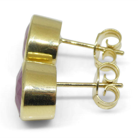 4.19ct Oval Ruby Stud Earrings set in 18k Yellow Gold