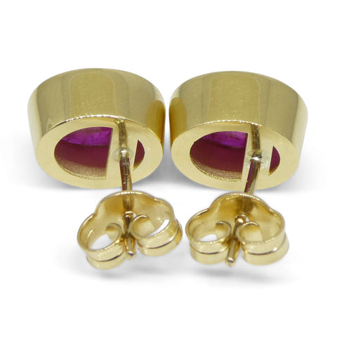 4.19ct Oval Ruby Stud Earrings set in 18k Yellow Gold