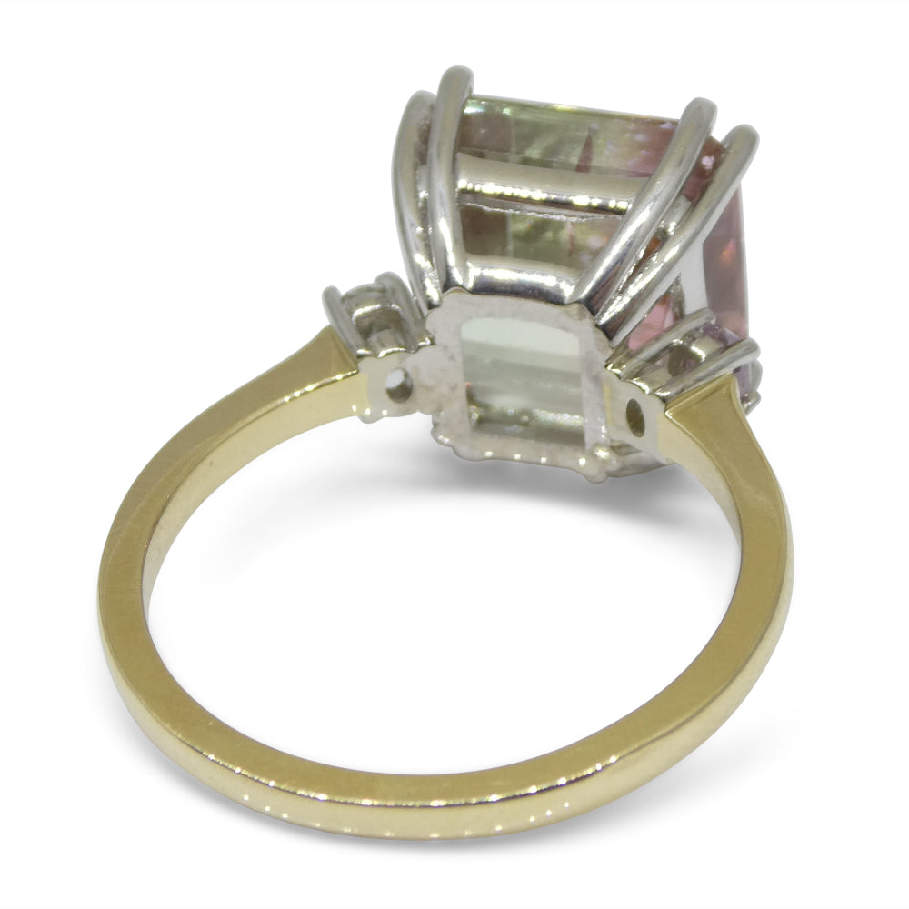 7.85ct Bi Color Tourmaline, Pink & Green Diamond Ring set in 14k White Gold - Skyjems Wholesale Gemstones