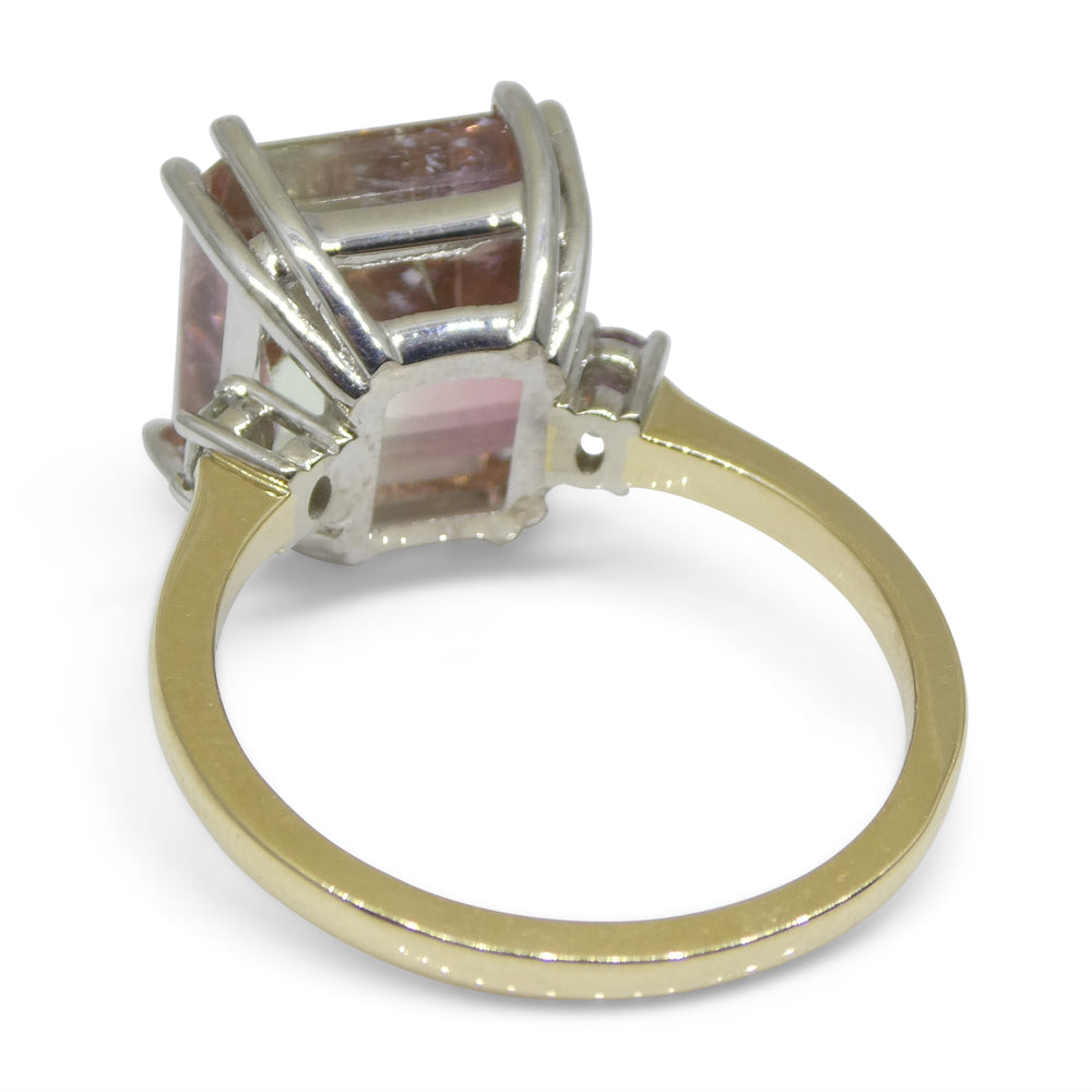 7.85ct Bi Color Tourmaline, Pink & Green Diamond Ring set in 14k White Gold - Skyjems Wholesale Gemstones