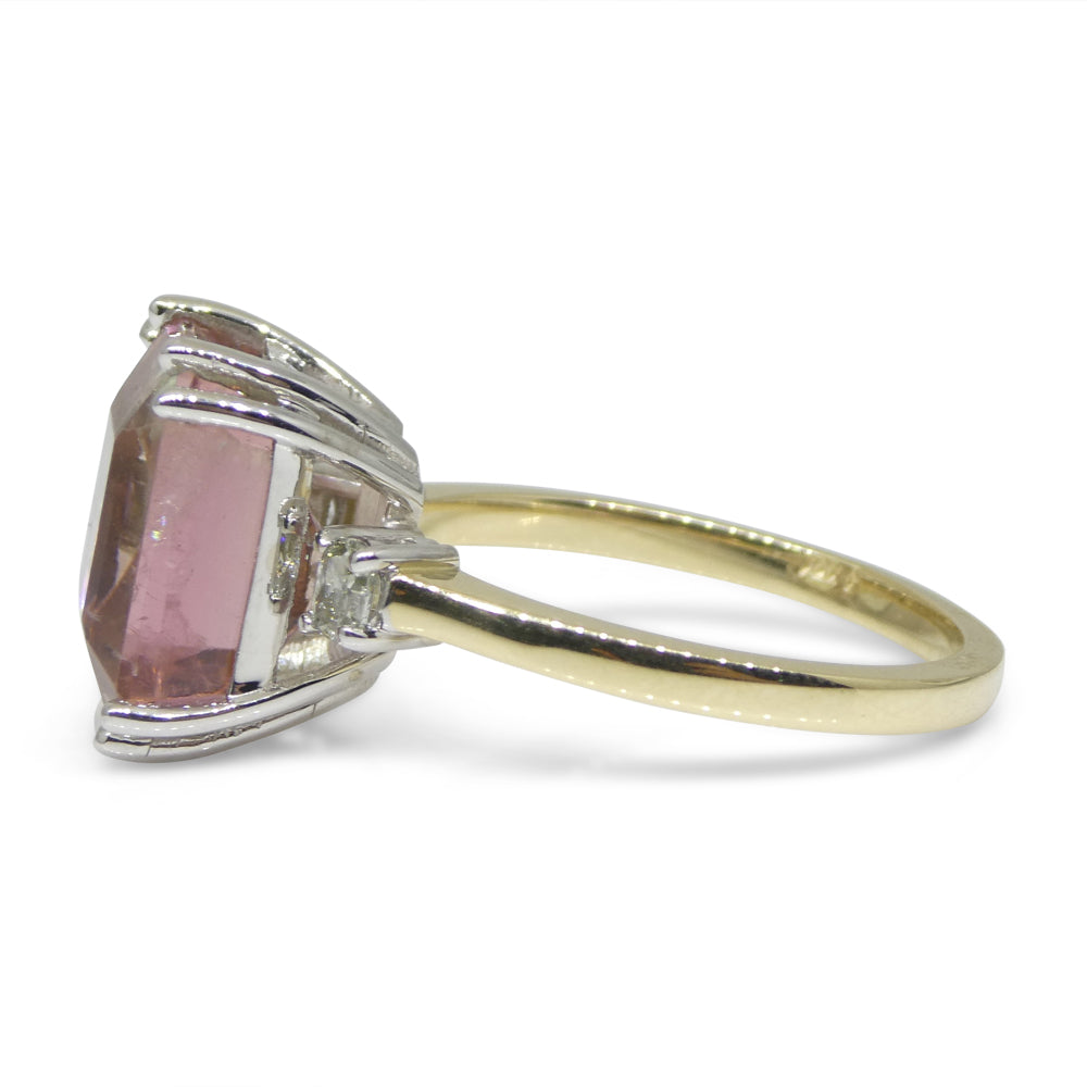 7.85ct Bi Color Tourmaline, Pink & Green Diamond Ring set in 14k White Gold - Skyjems Wholesale Gemstones