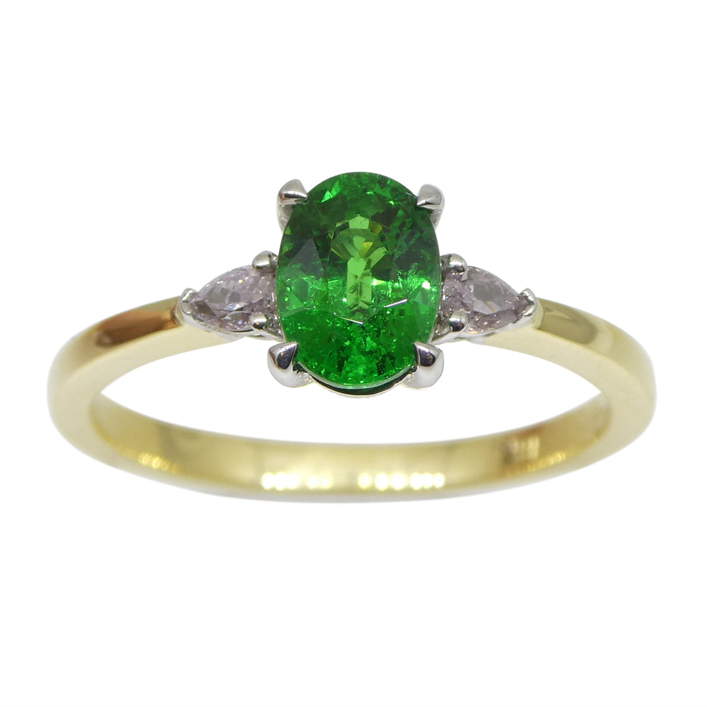 1.10ct Tsavorite Garnet & Pink Diamond Ring set in 18k Yellow and White Gold - Skyjems Wholesale Gemstones