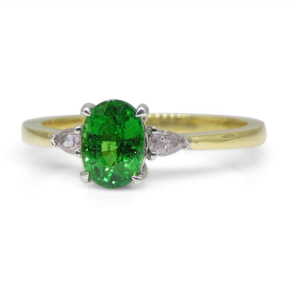 1.10ct Tsavorite Garnet & Pink Diamond Ring set in 18k Yellow and White Gold - Skyjems Wholesale Gemstones