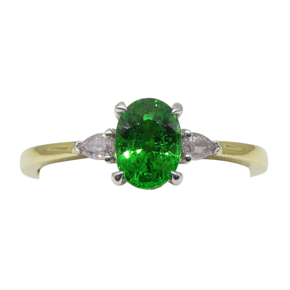 1.10ct Tsavorite Garnet & Pink Diamond Ring set in 18k Yellow and White Gold - Skyjems Wholesale Gemstones